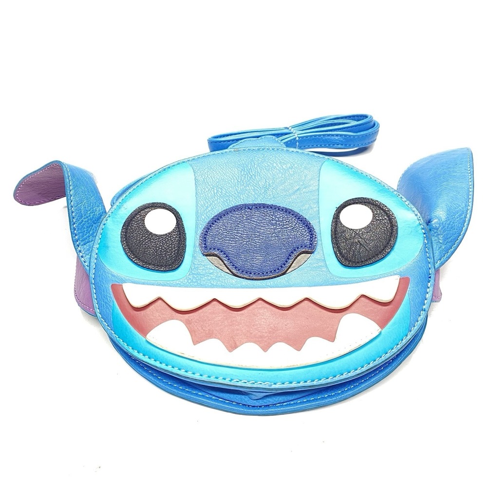 Disney Parks Loungefly Stitch Face Blue Crossbody Purse Bag Rare